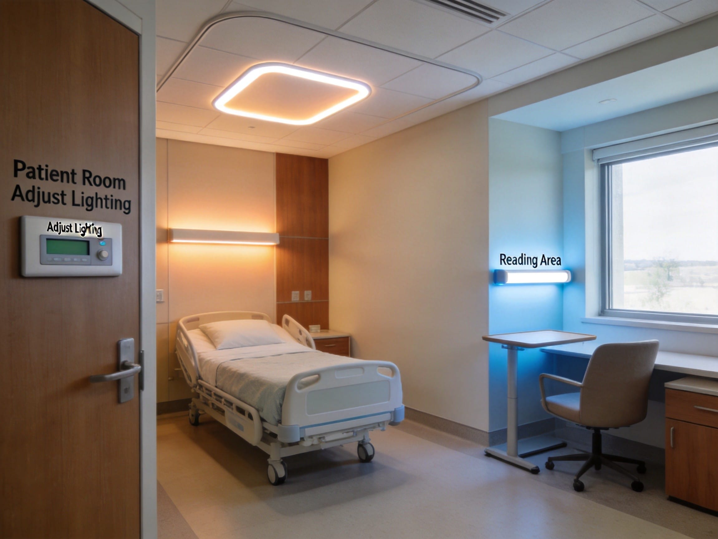 AI-powered circadian lighting in patient room