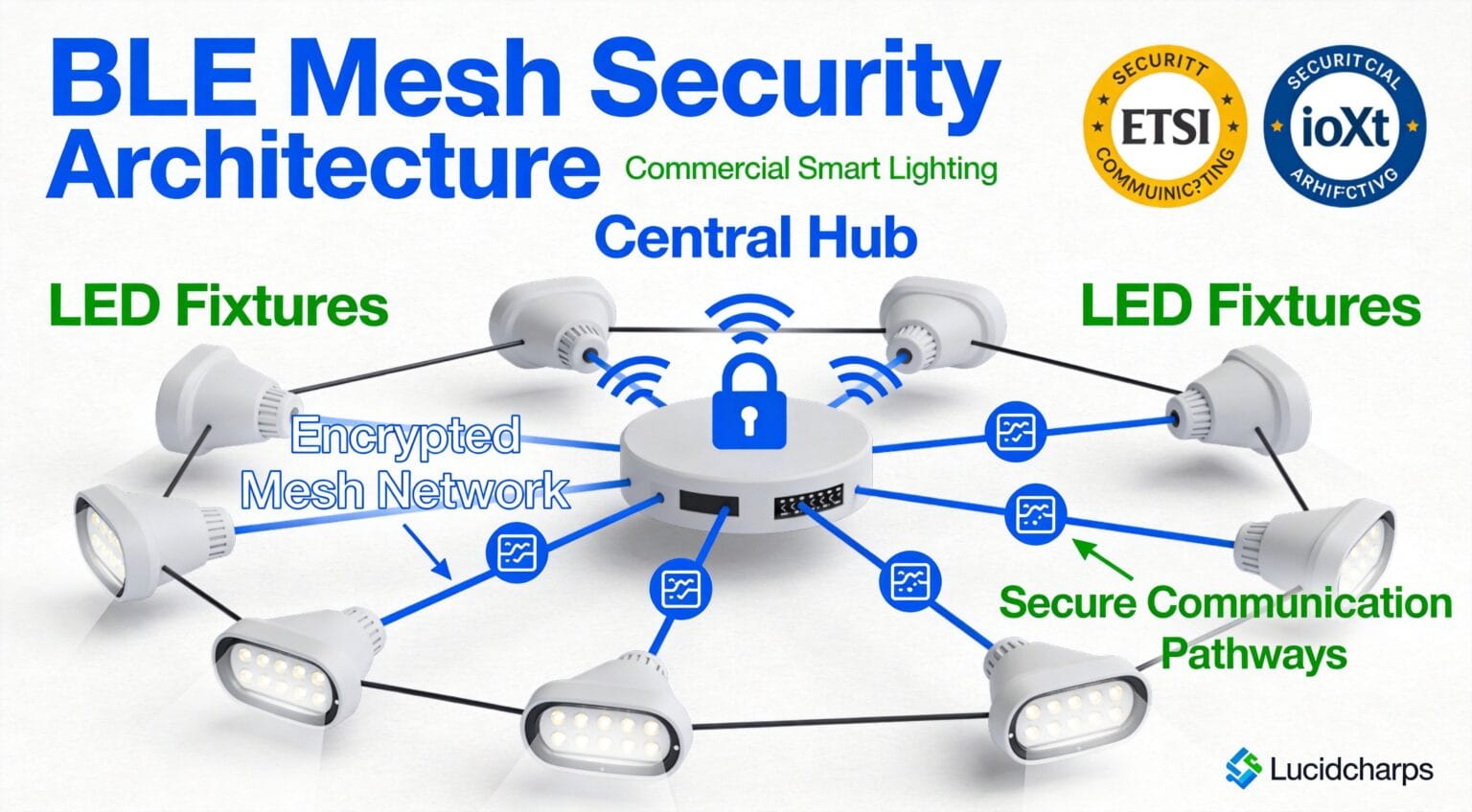 BLE Mesh network security architecture diagram for smart lighting