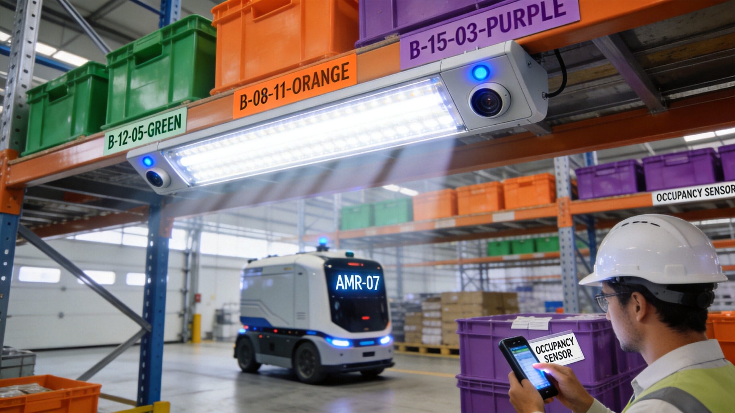 High-bay LED fixtures with AI occupancy sensors