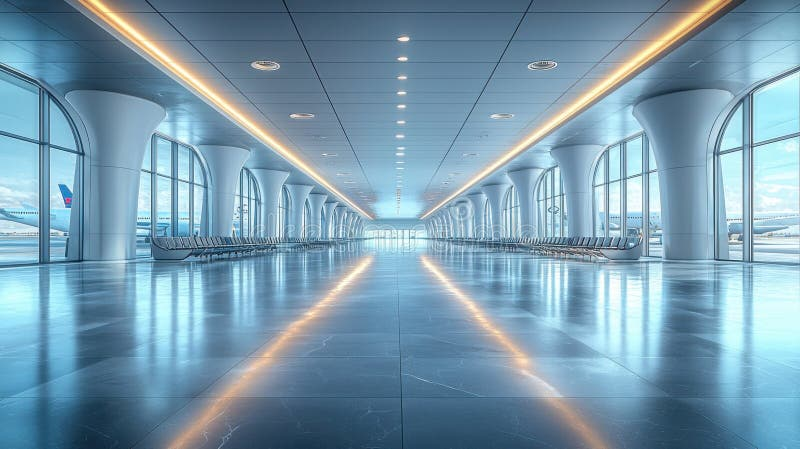 Airport departure lounge with circadian-friendly lighting