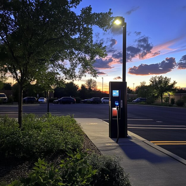 Underground parking EV charging area with intelligent illumination