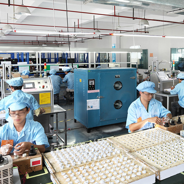Modern factory interior with industrial LED lighting