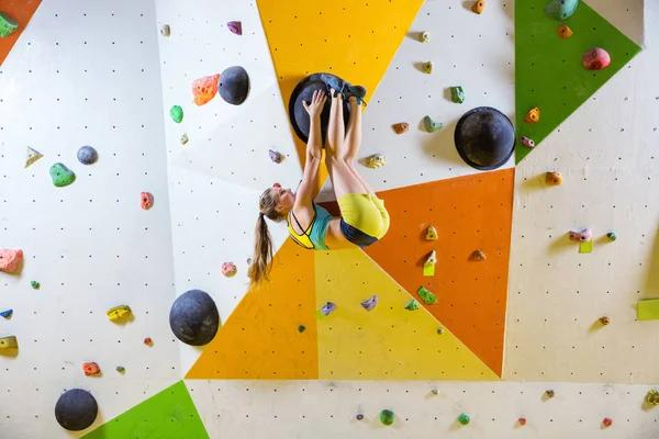 Indoor bouldering wall color routes