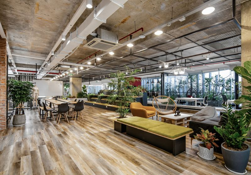 Collaborative workspace with comfortable seating areas