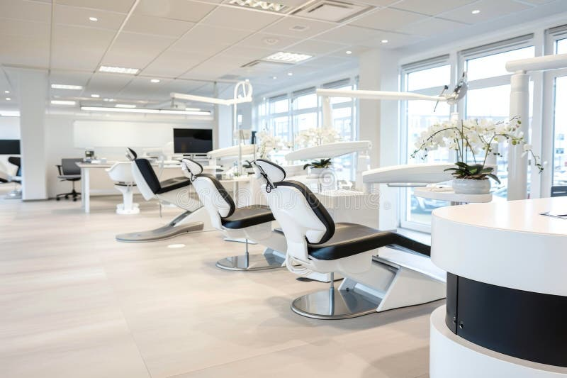Modern dental clinic interior with professional lighting