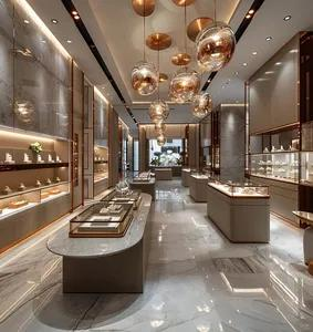 Luxury jewelry store interior with elegant display lighting
