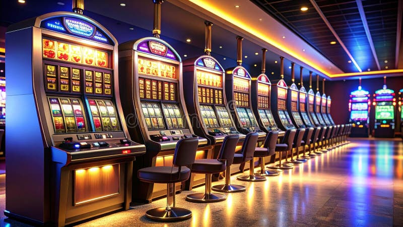 Slot machine area with ambient LED lighting