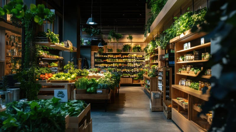 Warm grocery store lighting for organic produce display